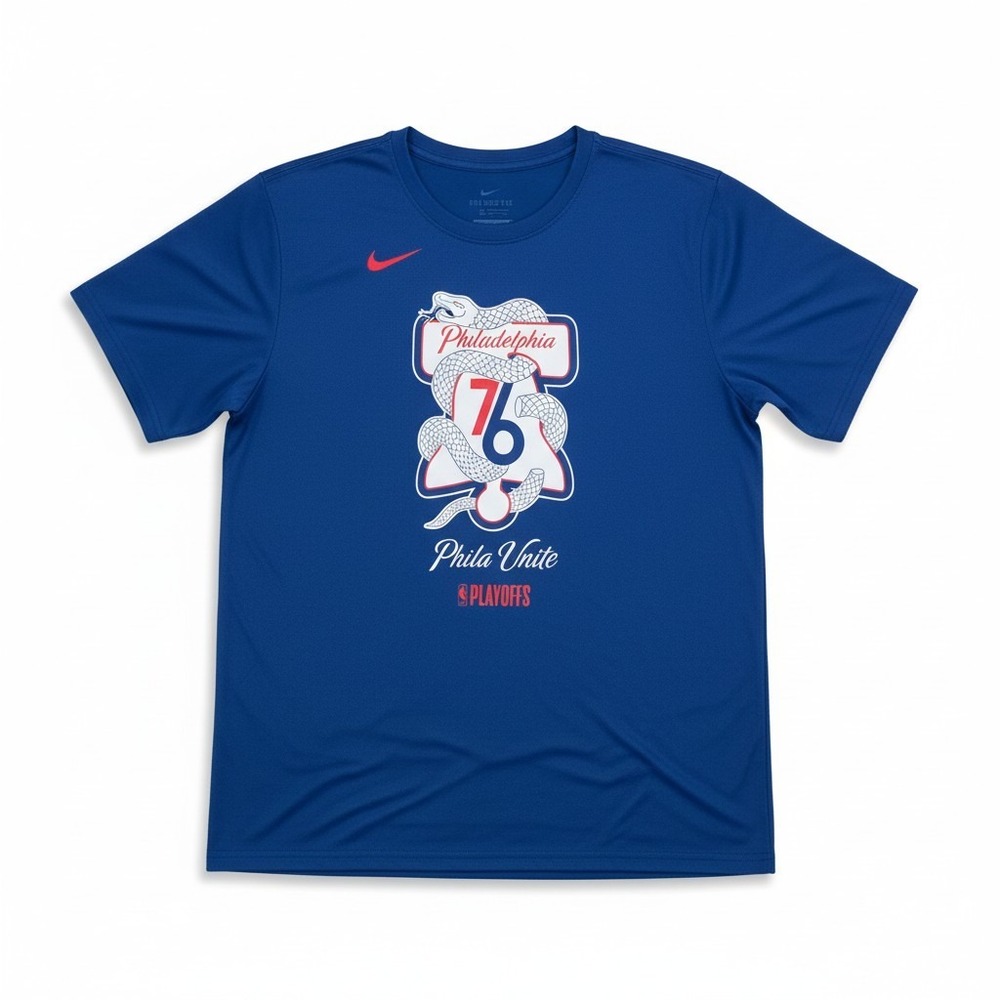 Nike Philadelphia 76ers Phila Unite Playoffs Dri-FIT Shirt Mens Medium Blue